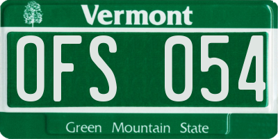 VT license plate OFS054