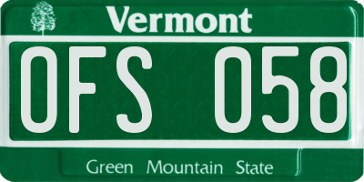 VT license plate OFS058