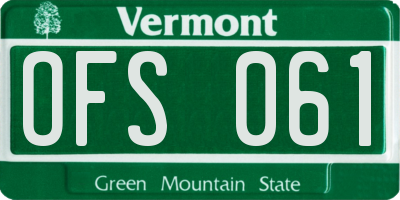 VT license plate OFS061