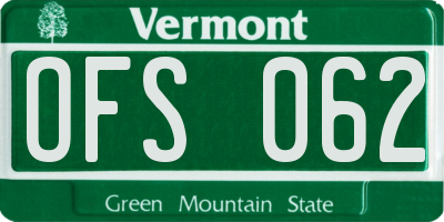 VT license plate OFS062