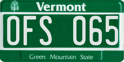 VT license plate OFS065