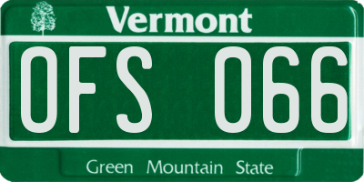 VT license plate OFS066