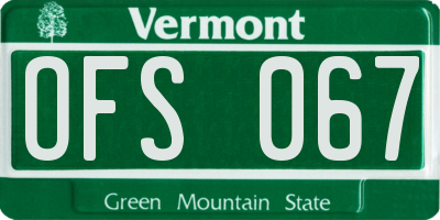 VT license plate OFS067