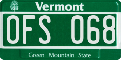 VT license plate OFS068