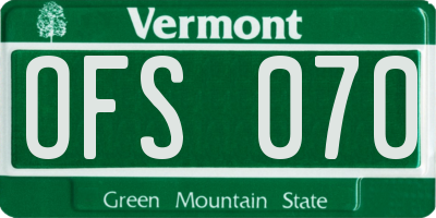 VT license plate OFS070