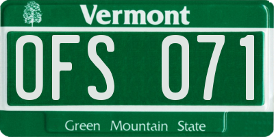 VT license plate OFS071