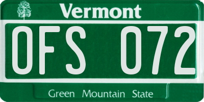 VT license plate OFS072
