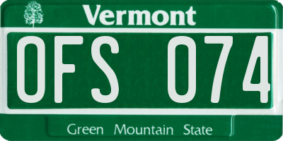 VT license plate OFS074