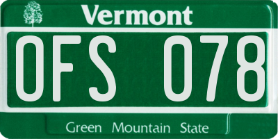 VT license plate OFS078