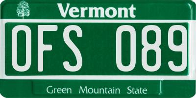 VT license plate OFS089