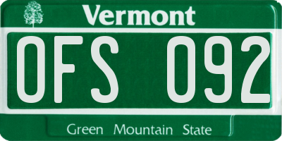 VT license plate OFS092