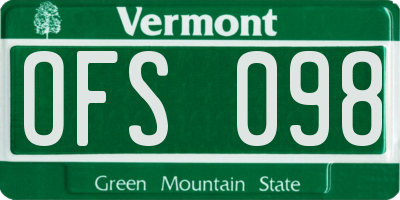 VT license plate OFS098