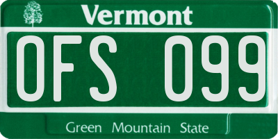 VT license plate OFS099