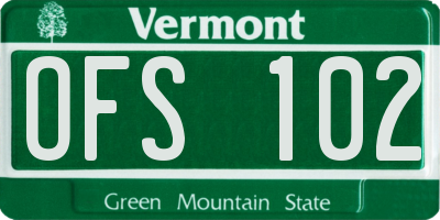 VT license plate OFS102