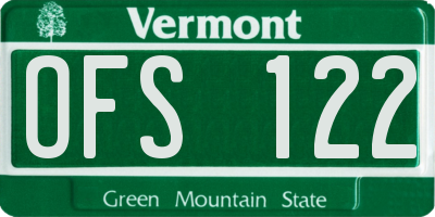 VT license plate OFS122