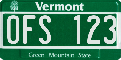 VT license plate OFS123