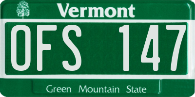 VT license plate OFS147