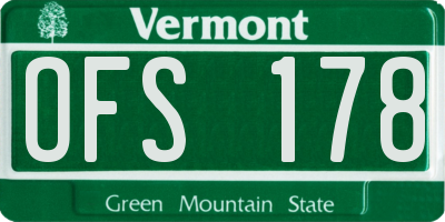 VT license plate OFS178