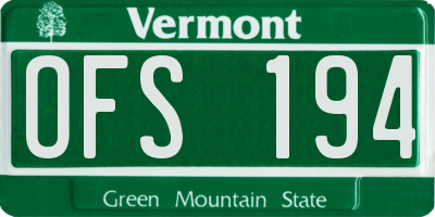 VT license plate OFS194