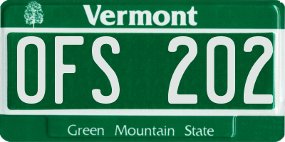 VT license plate OFS202