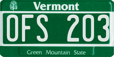 VT license plate OFS203
