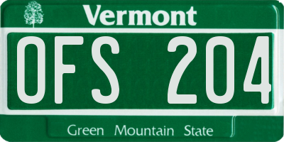 VT license plate OFS204