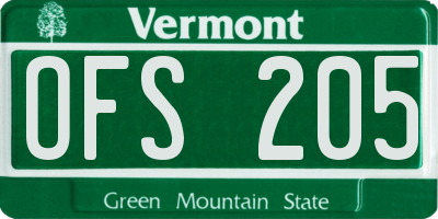 VT license plate OFS205