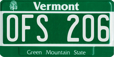 VT license plate OFS206