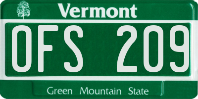 VT license plate OFS209