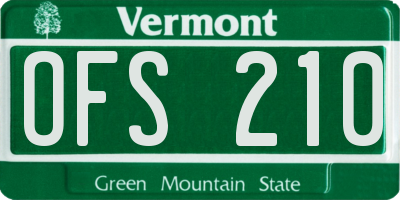 VT license plate OFS210