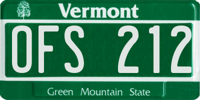 VT license plate OFS212