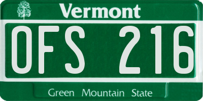 VT license plate OFS216