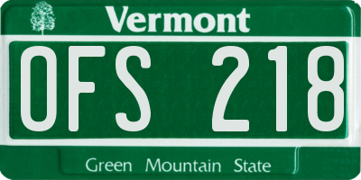 VT license plate OFS218