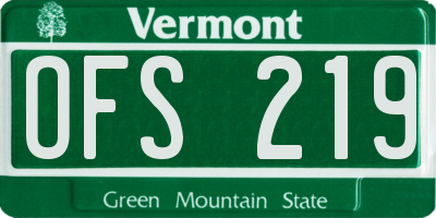 VT license plate OFS219