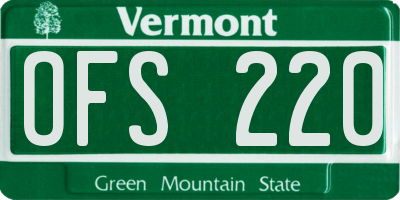 VT license plate OFS220