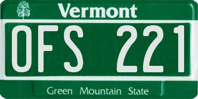 VT license plate OFS221