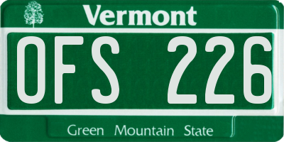 VT license plate OFS226