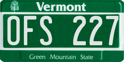 VT license plate OFS227
