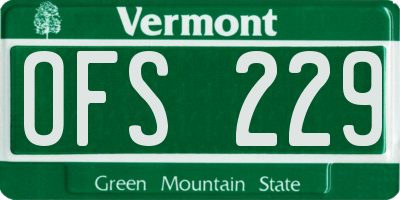 VT license plate OFS229