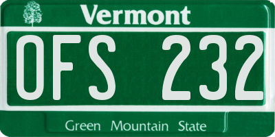 VT license plate OFS232