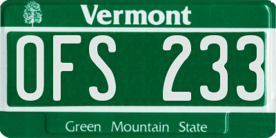 VT license plate OFS233