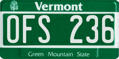 VT license plate OFS236