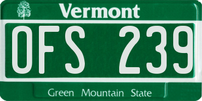 VT license plate OFS239