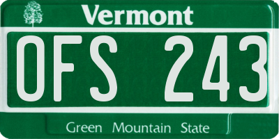 VT license plate OFS243