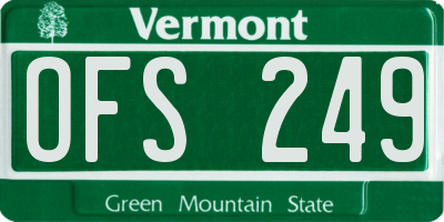 VT license plate OFS249