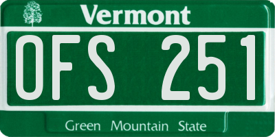 VT license plate OFS251