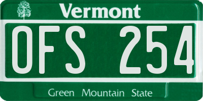 VT license plate OFS254