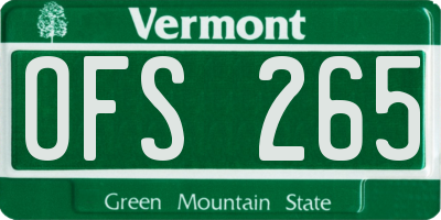 VT license plate OFS265