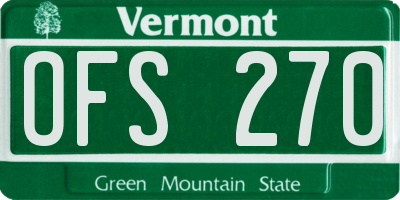 VT license plate OFS270
