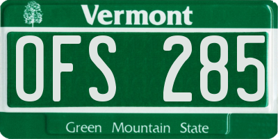 VT license plate OFS285